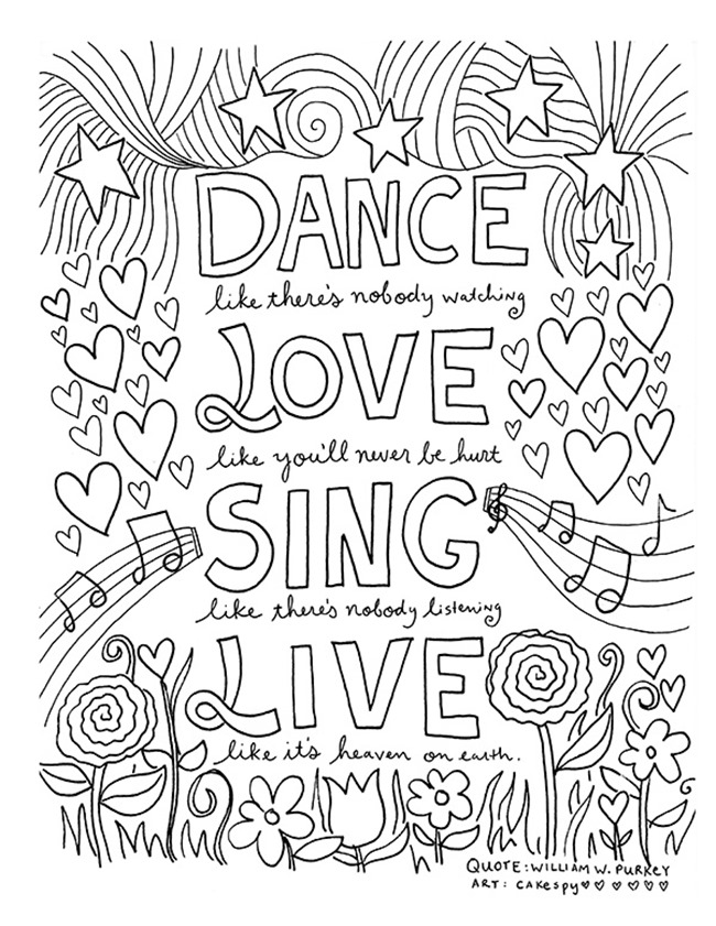 12 Inspiring Quote Coloring Pages for Adults - Dance