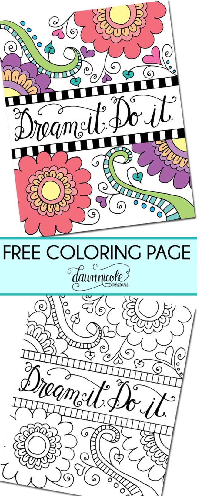 12 Inspiring Quote Coloring Pages for Adults - Dream It