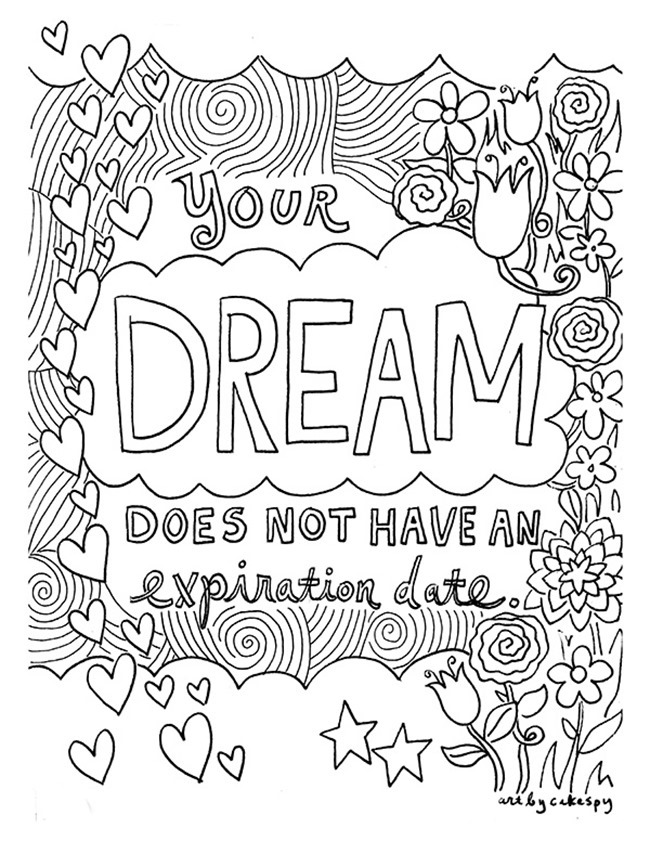 12 Inspiring Quote Coloring Pages for Adults - Dreams