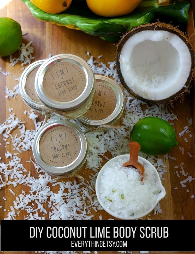 DIY Coconut Lime Body Scrub with Free Printable Label on EverythingEtsy.com