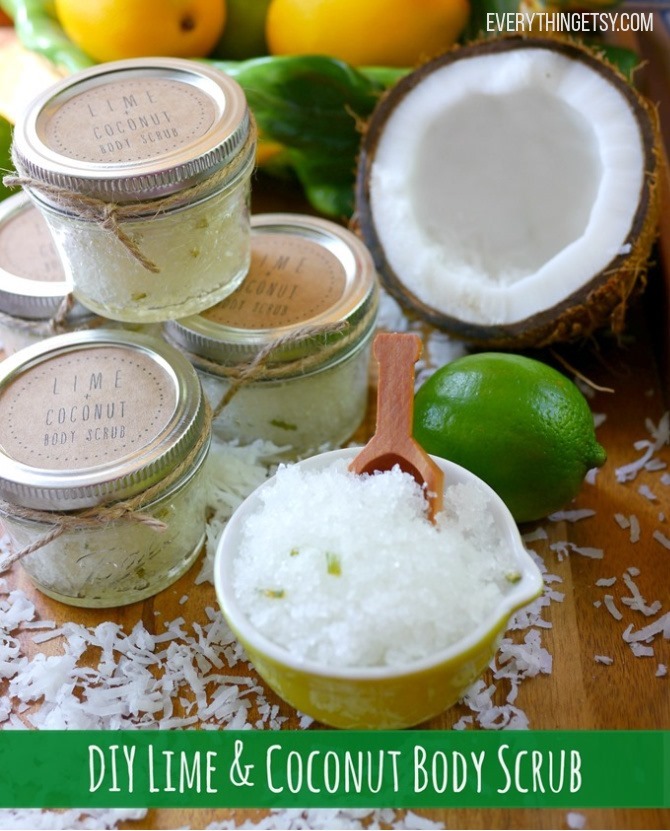 DIY Coconut Lime Sugar Scrub - Handmade Gift Idea - EverythingEtsy.com