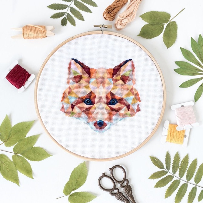 Fox embroidery pattern kit on Etsy