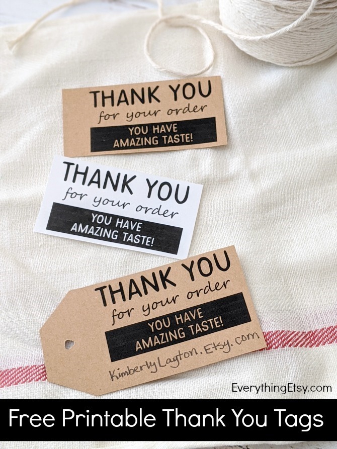 Free Printable Thank You For Your Order Etsy Shop Tags from EverythingEtsy.com