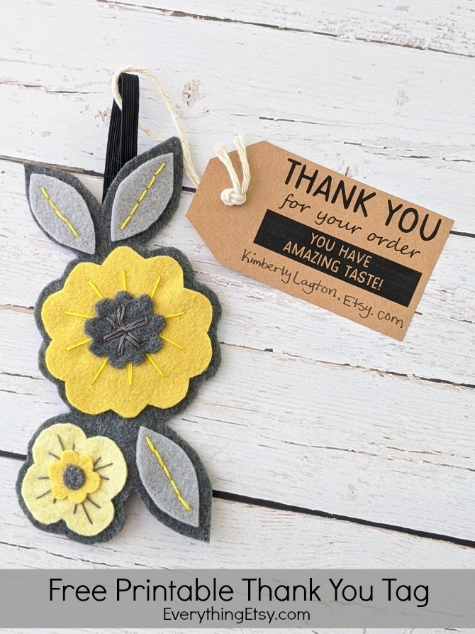 Free Printable Thank You Tag for Etsy Sellers or Handmade Shops - EverythingEtsy.com