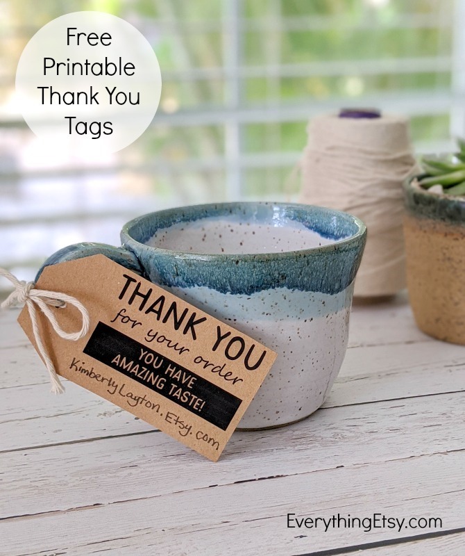 Free Printable Thank You Tags for Your Etsy Shop or Handmade Business - EverythingEtsy.com