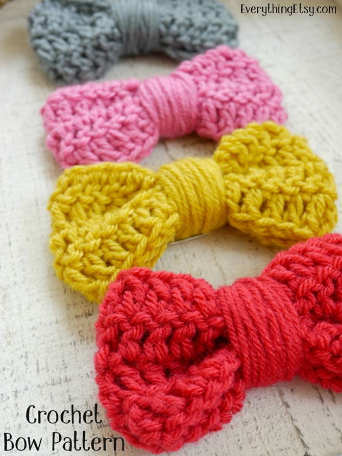 Crochet Bow Pattern - Gift Topper, Hair Bow - EverythingEtsy